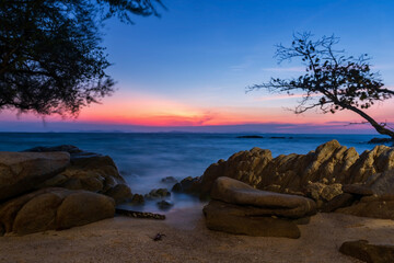 Seascape at dawn in Ko Man Klang, Rayong, Thailand