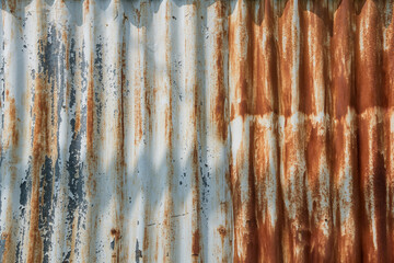 Rusty iron zinc or old corrugated metal wall textured background