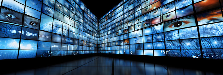 Giant multimedia video and image wall - obrazy, fototapety, plakaty
