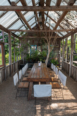 wooden house redesign to be restaurant table in nature