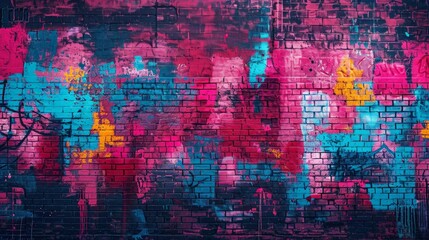 Colorful Graffiti Adorning a Brick Wall