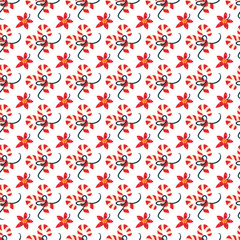 Free vector floral red vintage style pattern .