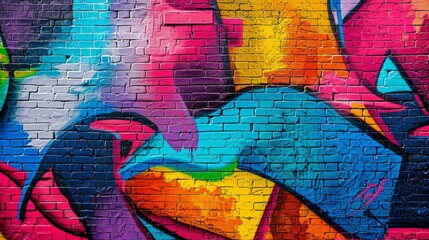 Colorful Graffiti on Brick Wall