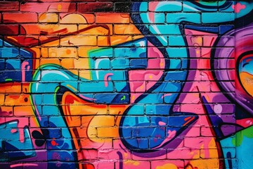 Colorful Graffiti Adorns Brick Wall