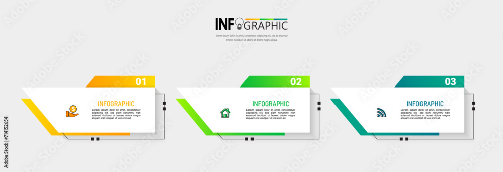 Poster 3 steps presentation business infographic template vector.