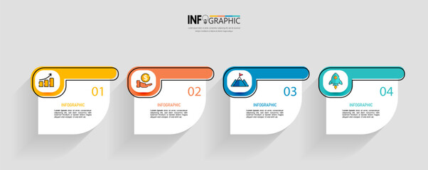 Infographics design template business concept with 4 steps vector. 
