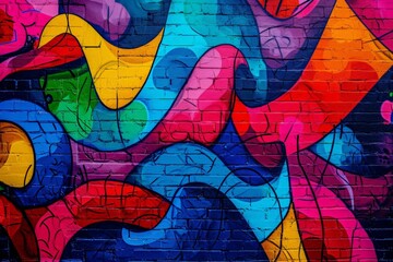Naklejka premium Colorful Painting on Brick Wall