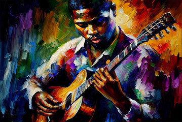 Sertanejo music perfomance digital illustration, musician at the night street impressionism style painting, brasilian artist with instruments festival