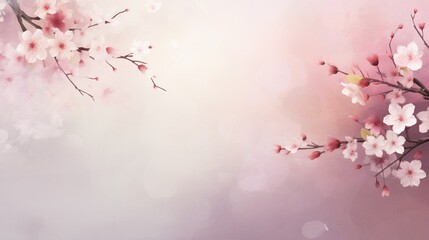 Cherry blossom background with blurry lights and copy space.