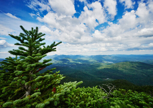 View of the Adirondack Mountains from the Santanoni mountain range, New York State, United States 