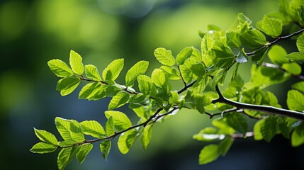Naklejka premium Green leaves on a tree gaussian blur