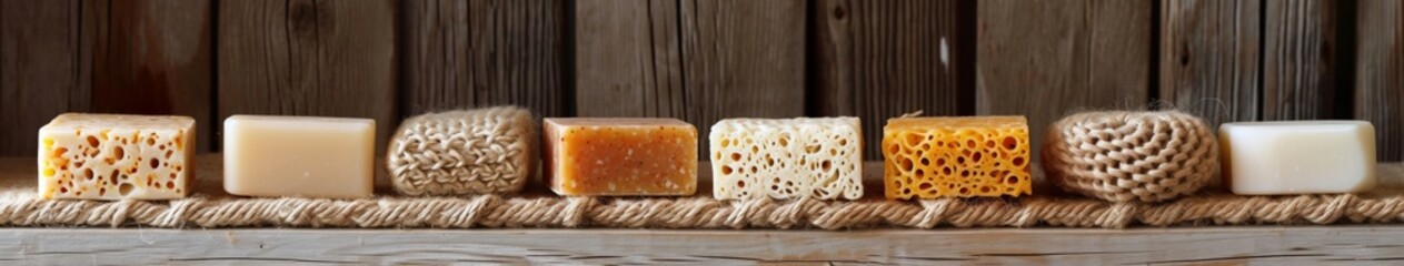 Row of Rope-Wrapped Candles on Table