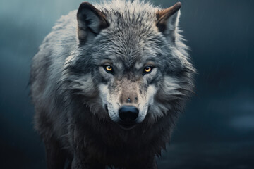 Fototapeta premium Gray scary eyed wolf