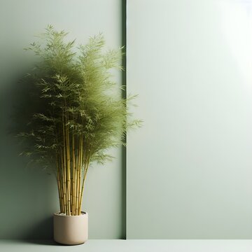 Bamboo bush in pale green background, Green concept backdrop, suitable for backgrounds of horticulture 