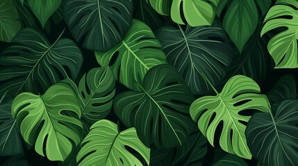 Fototapeta premium Seamless pattern with monstera leaves.