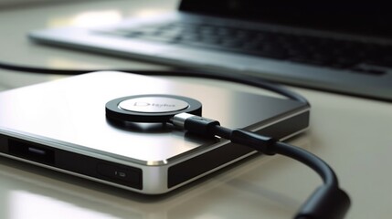 external hard drives and stethoscope on white background.Generative AI