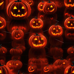 Halloween jack o lantern pumpkin face glowing lights pattern background