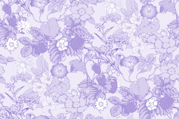 Abstract floral seamless pattern. In style rococo. Vector illustration. Suitable for fabric, wrapping 
