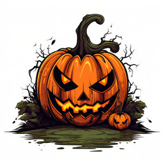 Halloween pumpkin face isolated