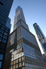 Famous skyscrapers of Hudson Yards, neighborhood on West Side of Midtown Manhattan, New York City