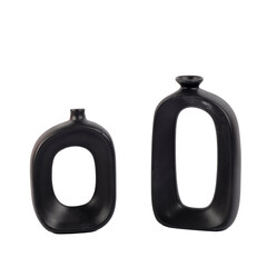 luxury decorative black ceramic vase isolated on white background