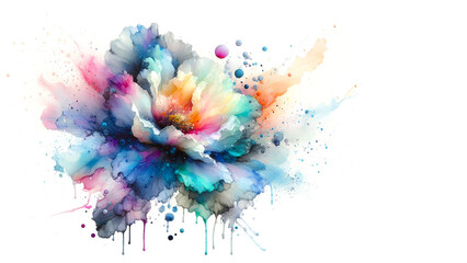Naklejka premium Abstract paint flower colorful petals by liquid fluid splash watercolor alcohol ink isolated on white background