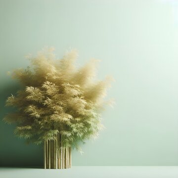 Bamboo bush in a light green background, green concept backdrop, background for horticulture concepts