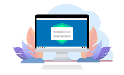 data protection and internet security concept, cybersecurity, register username and password identity on webpage concepts of cyber security, internet access, join social or personal data protection