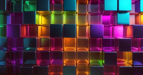 Colorful Cubes in Abstract Pattern