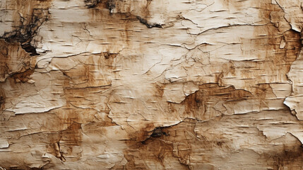 Birch bark in macro, white and yellow flakes of tree bark with black stripes, a perfect background symbolizing the connection with nature. 
