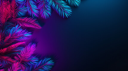 Fototapeta na wymiar Vibrant Christmas Tree Branches and Neon Decorations - Festive Holiday Layout with Copy Space for Promotional Content and Greeting Cards - Top View Flat Lay Isolated Background