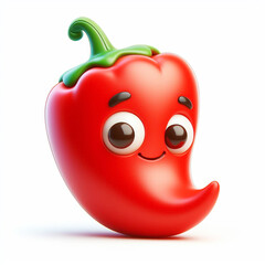 3D funny cartoon of red chili pepper. Agriculture and healthy food. AI generated