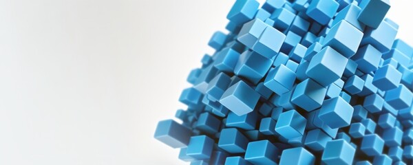 Cluster of 3D Blue Cubes