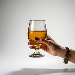 Hand refusing a glass of alcohol isolated on white background, photo, png
 - obrazy, fototapety, plakaty