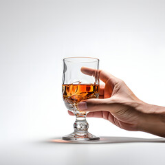 Hand refusing a glass of alcohol isolated on white background, photo, png
