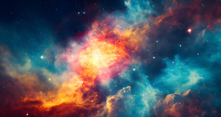 Naklejka premium Colorful space galaxy