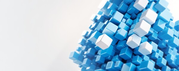 Three-dimensional Cluster of 3D Cubes in Blue and White