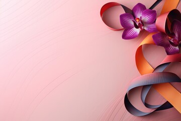 Abstract background awareness day with orchid ribbon - obrazy, fototapety, plakaty