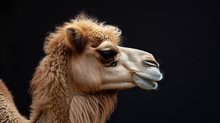 Camel On Isolated Black Background, World Animals Day, International Wildlife Day, Desart Day, National Animals, Agriculture Pets, Religious Animals, Generative Ai