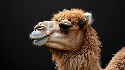 Camel On Isolated Black Background, World Animals Day, International Wildlife Day, Desart Day, National Animals, Agriculture Pets, Religious Animals, Generative Ai