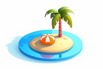Obraz premium 3d beach vacation illustration icon