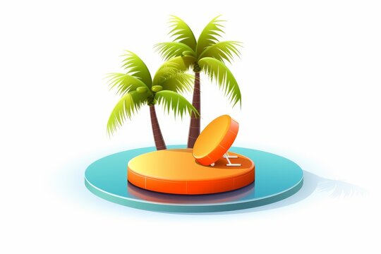 3d beach vacation illustration icon