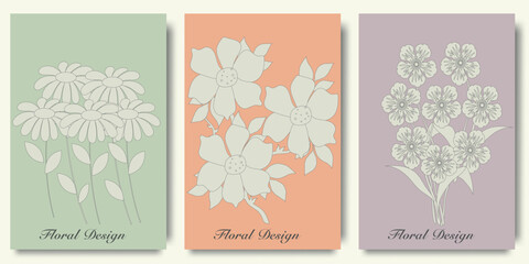 Trendy floral branch and minimalist flowers. Minimalist Trendy Contemporary Floral Design Perfect for Wall Art, Prints, Social Media, Posters, Invitations, Branding Design