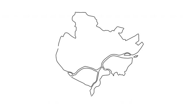 animated sketch of a map of the city of Palembang in Indonesia