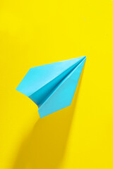 Paper plane concept. Mockup design with airplane background with blank empty space for copy space.