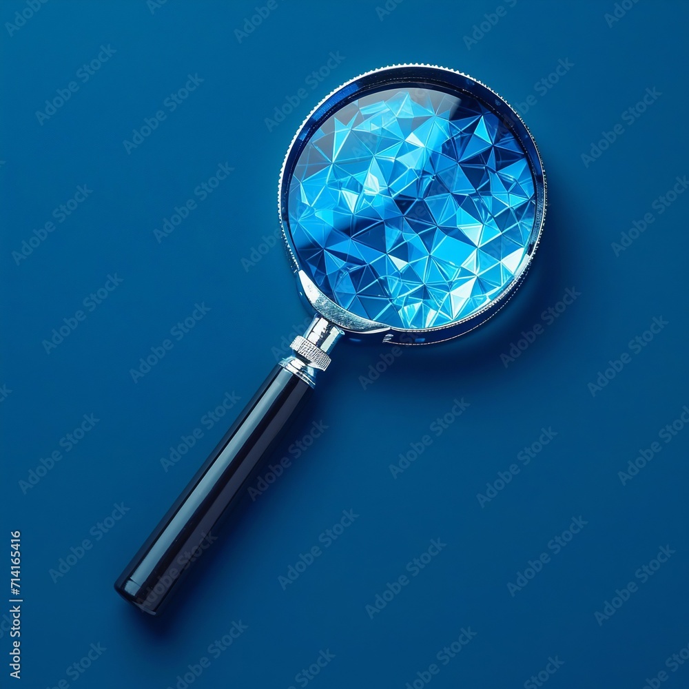 Poster digital data analysis through magnifying glass. generative ai