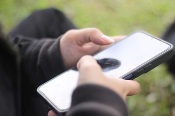 person using smartphone