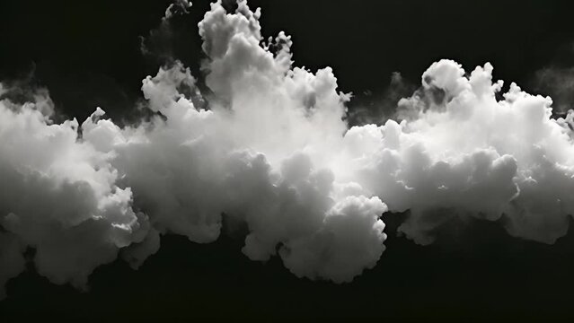 White ink flowing transition on black background. White smoke,paint animation abstract background. Splatter wave dark background design