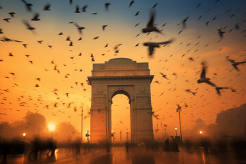 Fototapeta na wymiar India gate, Delhi, Independence Day design. Generative ai