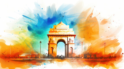 India Independence Day Design, India Gate 15 August. Generative ai